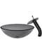 Novatto Clear Grey Glass Vessel Bath Sink and Faucet Set, Matte Black NSFC-168G001MB - alternate 3